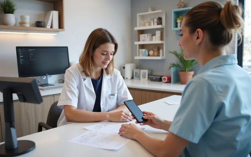 A patient comparing two written dental treatment quotes side by side at a table